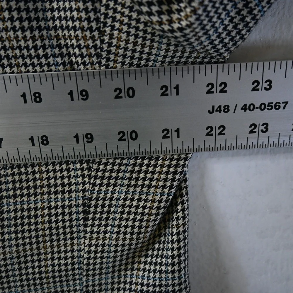 Chaps 40R Blue Glenn Check 100% Silk Mens Blazer‎ Suit Jacket Sport Coat